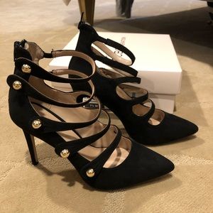 BCBGeneration Black Suede Pointed Heels, Size 7.5